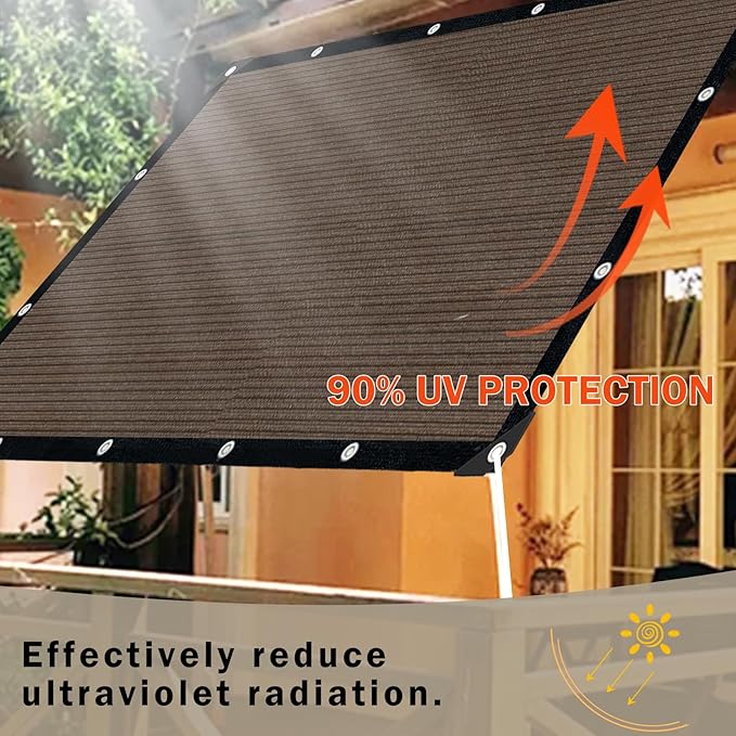 Mocha Sun Shade Cloth,Pergola Shade Cover with Reinforced Grommets,90% Shade Fabric Fence Privacy Screen Balcony,Pergola Shade Cover Canopy Garden Carport Porch Deck Patio Shade Cover,6x8FT IMSGVIFO