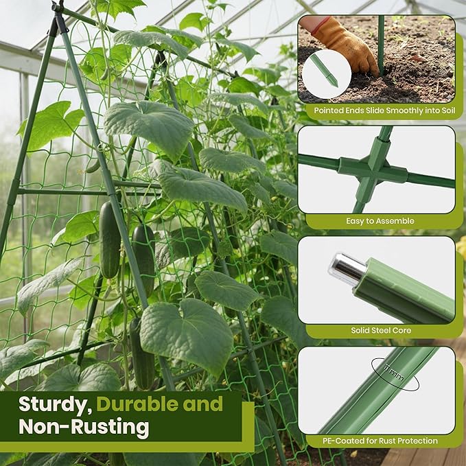50x50 Cucumber Trellis for Raised Bed - A Frame Garden Trellis for Climbing Plants Outdoor - Cucumbers, Pea, Zucchini, Squash,Tomato, Green Bean, Vine, Watermelon, Melon, Pumpkin K-BRANDS