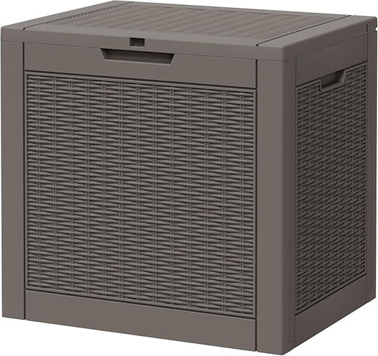 Outdoor Storage Box, Resin Deck Boxes Indoor and outdoor, Waterproof Storage Box Lockable Lid (Grey,31 Gallon) NBYSGO