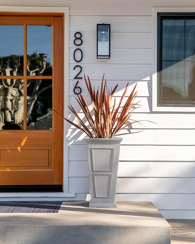 Veradek Brixton Series Tall Planter - Large Outdoor Planter for Front Porch/Patio | Crack-Resistant Plastic for All-Weather Use | Classic Estate Design for Tall Plants, Flowers, Trees VeradekOutdoor