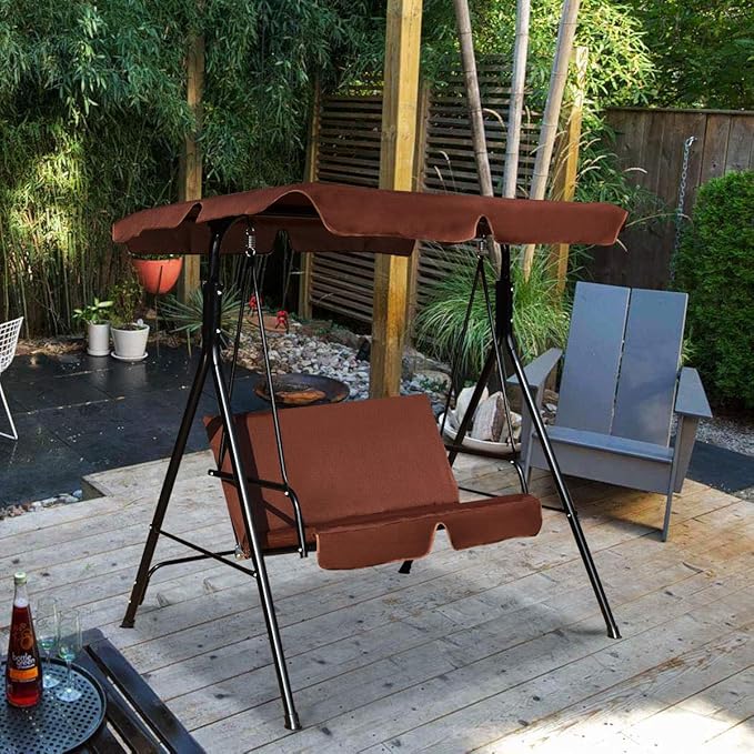 Tangkula 2 Person Porch Swing, Outdoor Swing with Removable Cushions, Solid Steel Structure, Patio Swing with Adjustable Canopy for Porch, Backyard, Garden, Balcony TANGKULA