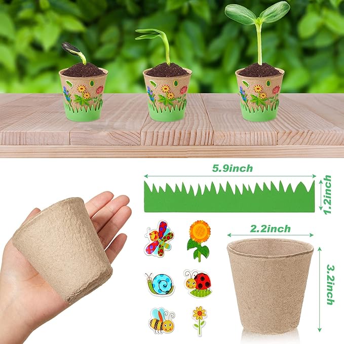 Jecery 30 Sets Garden Paper Craft Kit DIY Foam Flower Pots, Flower Planting and Growing Kit for Spring Summer Early Graduation DIY Crafts Jecery