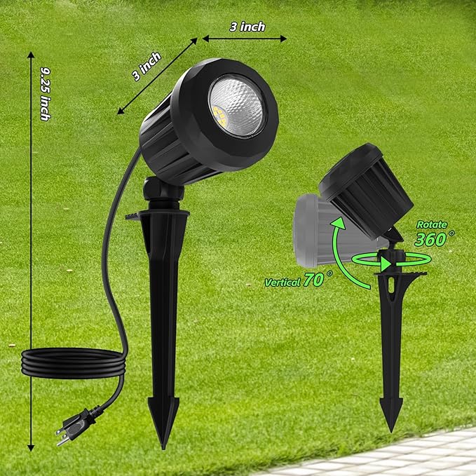 Spotlight Outdoor – 120V Plug-In, 6500K Cool White LED Landscape Lighting with RGB Purple 4 Color Lenses for Yard, Garden, Lawn & Tree Decor on Holidays&Everyday, IP67 Waterproof (4 Pack,Black) Holeva