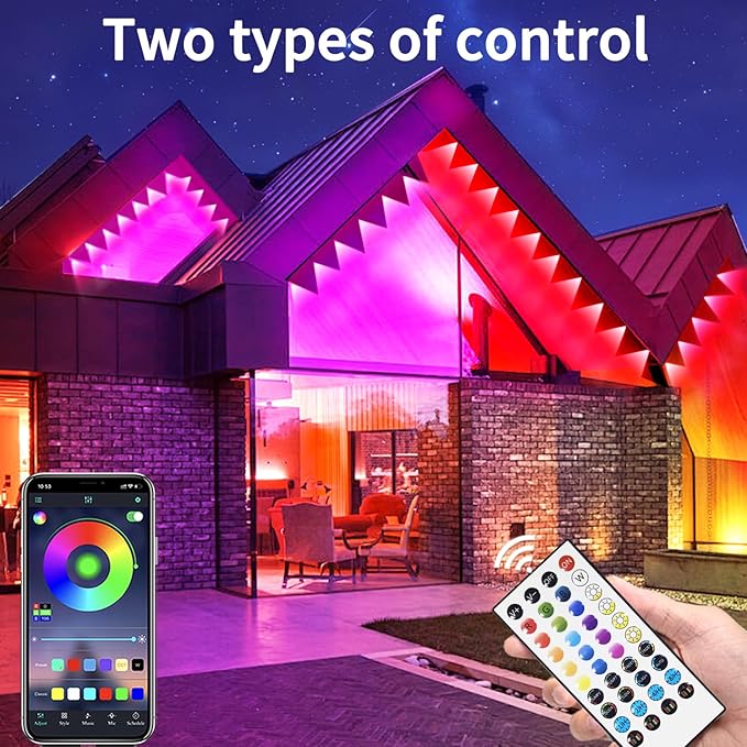 500ft permanent outdoor light, RGB outdoor eave lights with APP & Remote Control,Music synchronisation IP67 waterproof LED eave light,suitable for party, daily,Halloween,Christmas,rooftop,garden,patio Rootora