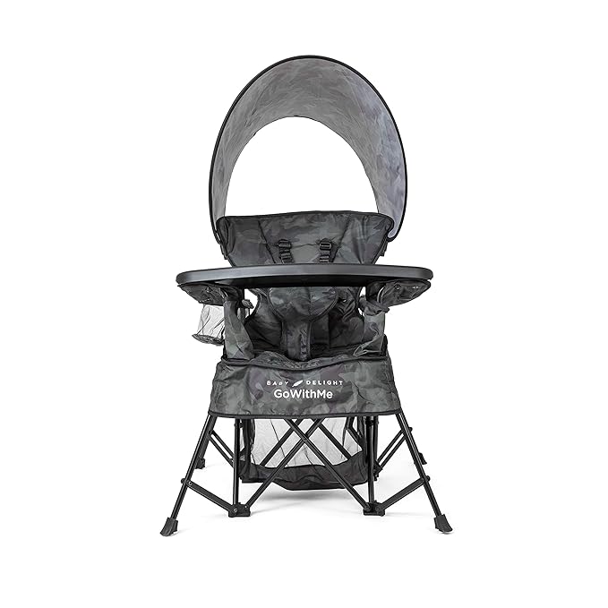 Baby Delight Go with Me Venture Portable Chair | Indoor and Outdoor | Sun Canopy | 3 Child Growth Stages | Carbon Camo BabyDelight
