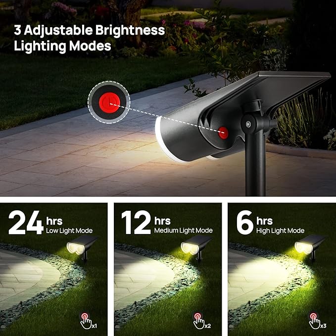 Consciot Solar Spot Lights Outdoor, 16 LEDs IP67 Waterproof, Auto On/Off Landscape Spotlights, 2-in-1 Adjustable Wall Lights for Garden Yard Pathway, 4 Pack (Warm White) Consciot