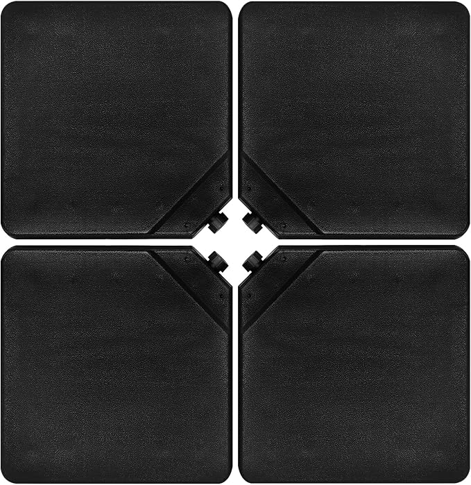Tangkula 4Pcs 13L 220 lbs Cantilever Offset Patio Umbrella Base, Water & Sand Filled Heavy Duty Outdoor Umbrella Base, Square Umbrella Base Plate Set with Easy-Fill Spouts, Black TANGKULA