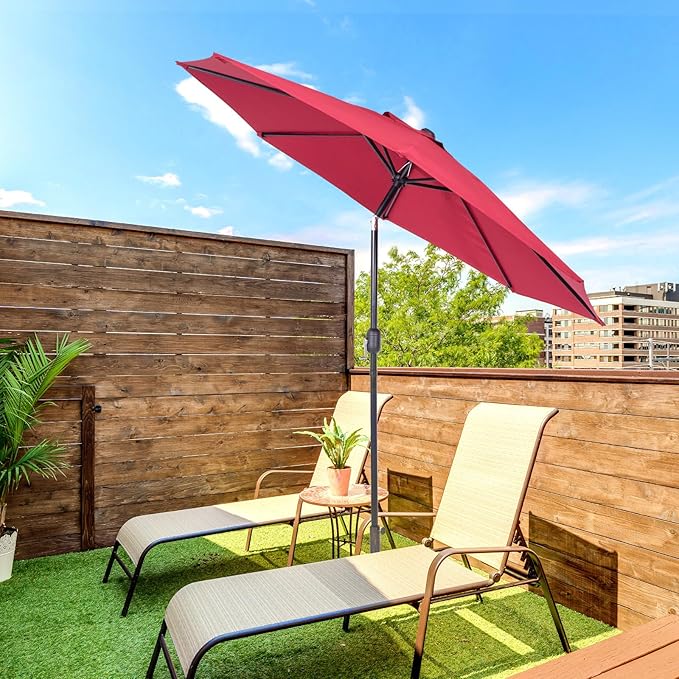 Backyard Expressions 9 ft. Patio Umbrella, Market Table Umbrella w/Tilt and Crank, 8 Ribs BackyardExpressions