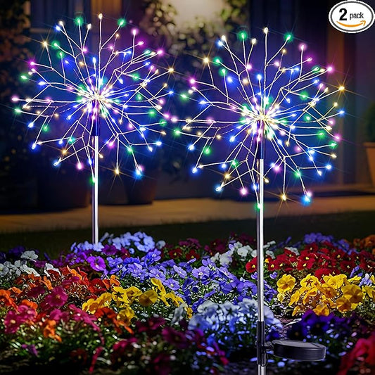suddus Solar Garden Lights Outdoor Waterproof Decorative, 2Pack 150LED Firework Lights 8 Modes, Multicolor Solar Fairy Light for Yard, Patio, Pathway, Flowerbed Party Wedding Decor SUDDUS