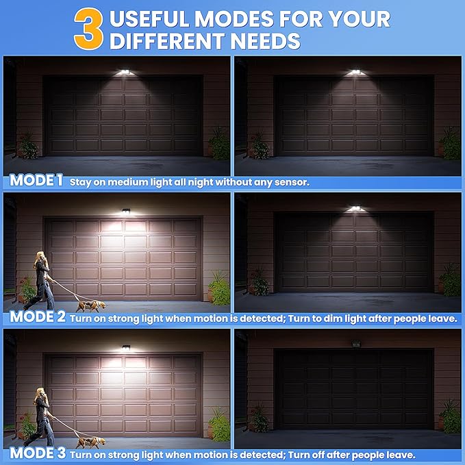[10 Packs] Solar Motion Sensor Outdoor Lights, Super Bright Solar Lights Outdoor Waterproof, 3 Lighting Modes Security Wall Light for Outside Walking Dog Fence Backyard Deck Garden Door Step Garage Claoner