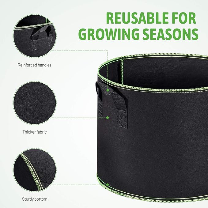 Delxo 20-Pack 3 Gallon Grow Bags Heavy Duty Aeration Fabric Pots Thickened Nonwoven Fabric Pots Plant Grow Bags Delxo
