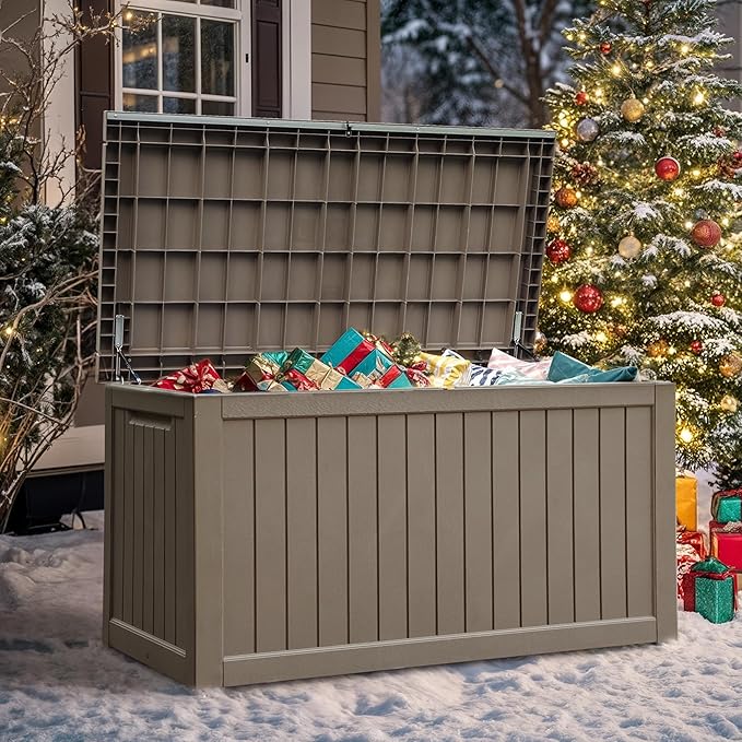 YITAHOME 230 Gallon Outdoor Storage Deck Box, Weather-Resistant Resin, Versatile for Patio Furnishings, Outdoor Cushions, Garden Tools, and Sports/Pool Gear, Taupe YITAHOME