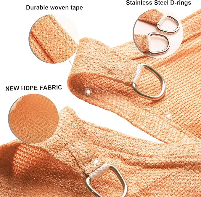 SUNLAX Sun Shade Sail 11' x 20' Peach Fuzz Rectangle Canopy Sail Shade Cover UV Block Permeable Sunshade Outdoor for Patio Backyard Deck Pergola (We Make Custom Size) SUNLAX