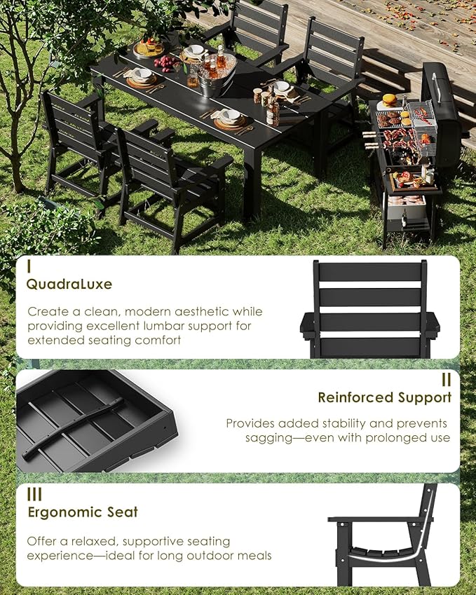 GREENVINES Outdoor Dining Chairs Set of 2 | HDPE | Patio Chair | All-Weather | Black GreenVines