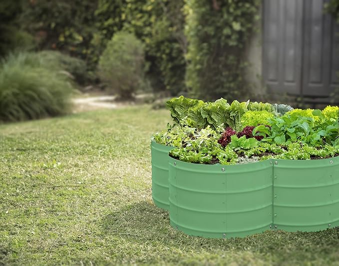Plant & Plot Galvanized Raised Garden Beds Outdoor // 3×3×1 ft Planter Raised Beds for Gardening, Vegetables, Flowers // Large Metal Garden Box (Light Green) // Patented Tool-Free Design PlantPlot
