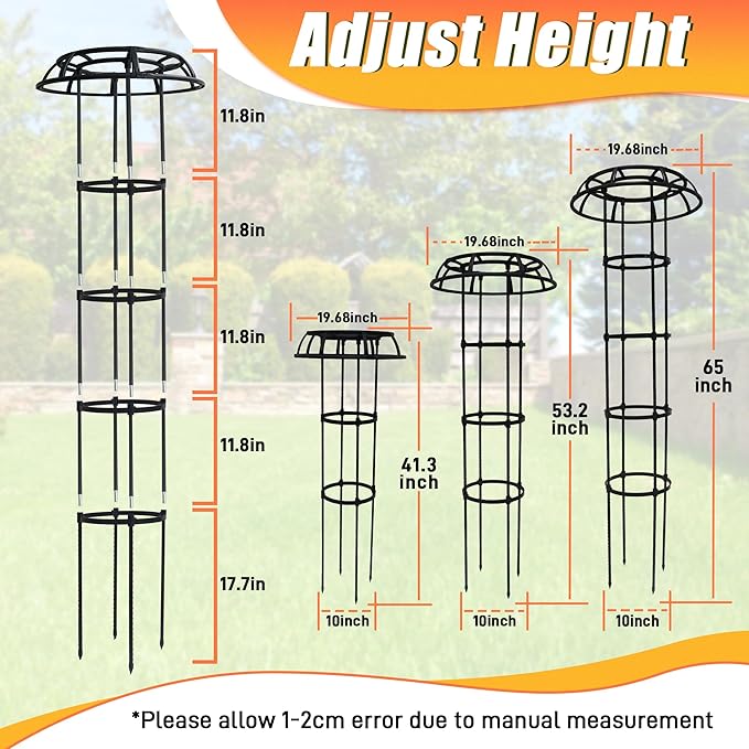 65 Inch Garden Trellis for Climbing Plants Outdoor, Mushroom Top Trellis for Potted Plants, Vines, Roses, Clematis, and Vegetables, Plant Trellis Support 2 Pack Anothera
