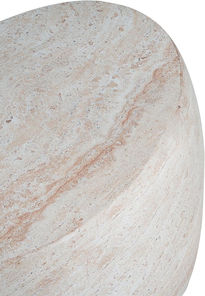 Christopher Knight Home Jayme 20.25" Indoor Outdoor Oval Accent Side Table, Patio Decorative End Table, Lightweight Concrete Garden Stool for Patio Living Room Balcony & Garden Decor, Travertine ChristopherKnightHome