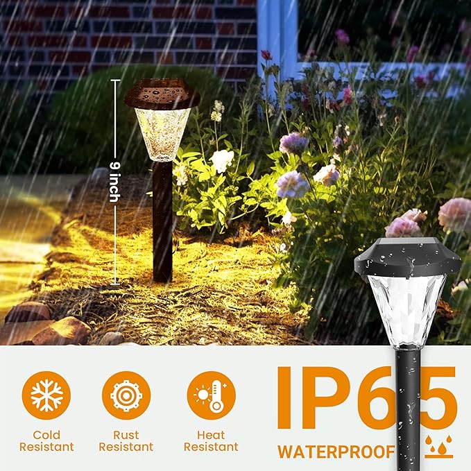 GIGALUMI 12 Pack Solar Lights Outdoor Waterproof, Outdoor Solar Lights for Yard, Solar Garden Lights, Yard Decorations Outdoor for Pathway, Patio, Garden, Driveway, Lawn, and Landscape(Warm White) GIGALUMI