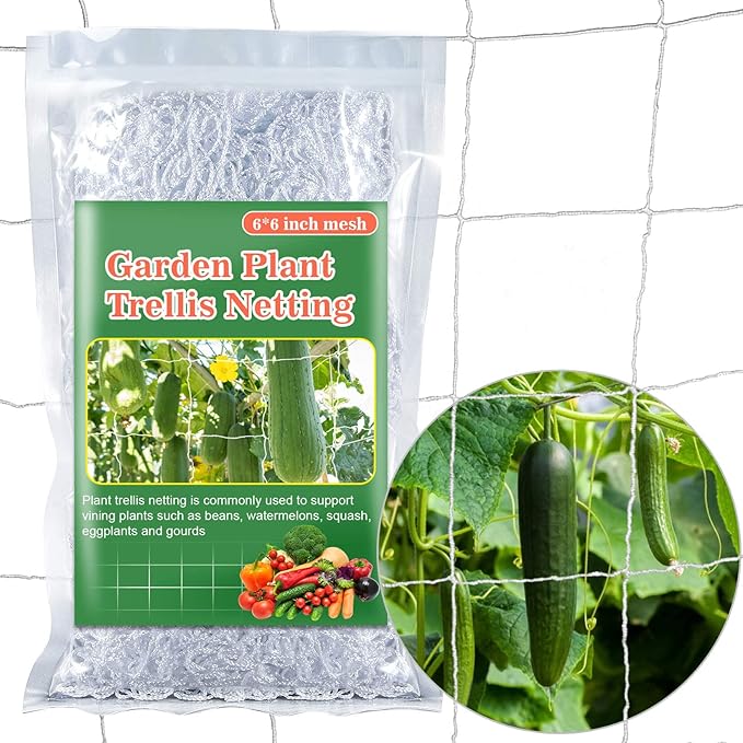 Sukh Garden Plant Trellis Netting - 3 PcsTrellis Net Polyester Trellis Netting Garden Square Mesh for Climbing Plants Fruits Vegetables VinesGrow Tents Sukh