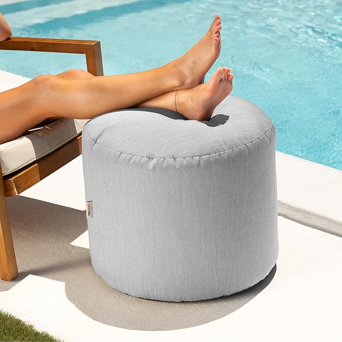 Jaxx Spring Outdoor Ottoman/Side Table, Premium Sunbrella, Granite Jaxx