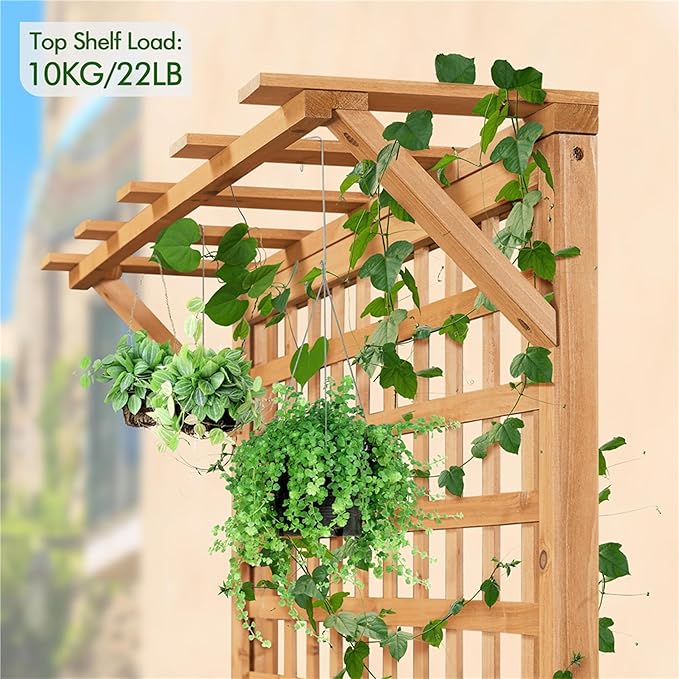 Yaheetech 72" H Garden Planter with Trellis for Vine Climbing Horticultural Plants, Yard Box Outdoor w/Drainage Holes, Garden Planter Bed for Flowers Herbs, Light Brown Yaheetech