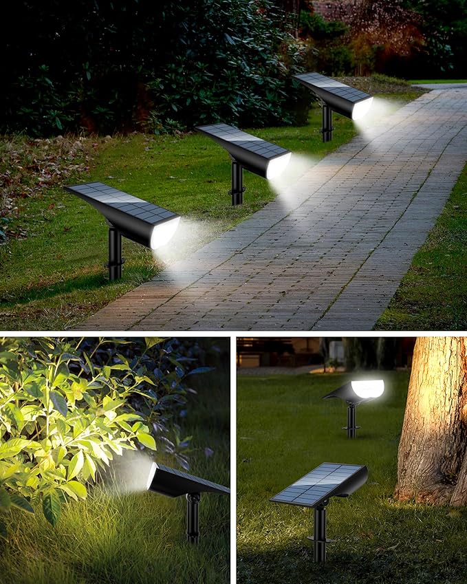 Solar Spot Lights Outdoor, Solar Lights Outdoor Waterproof IP65, 3 Brightness Modes Dusk to Dawn Landscape Spotlights for Yard Garden Pathway Tree Decoration, Cool White, 4 Pack ZookkiDirect