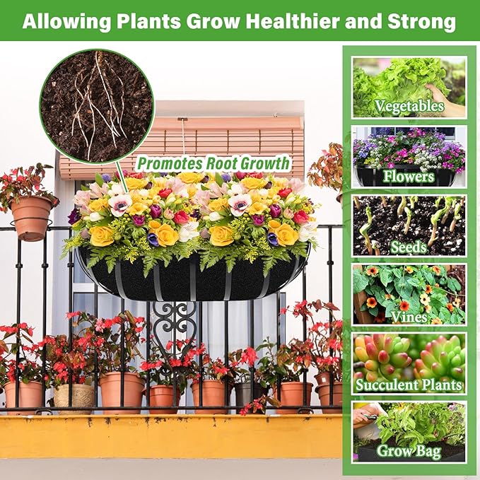 Riare 6 Pack 30 Inch Black Felt Window Box Liners- Fabric Trough Planter Basket Liners Replacement, Non-Woven Hanging Plant Liner for Wall Hanging Basket, Garden Fence Railing (Avoid Bird Nesting) Riare