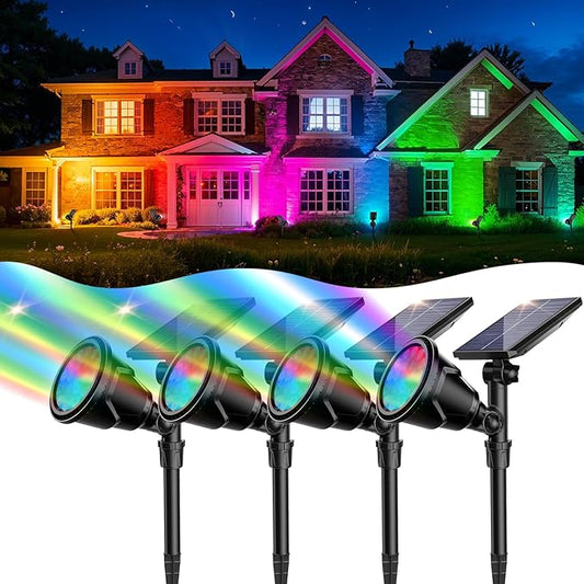 ROSHWEY Solar Outdoor Lights Waterproof, 9 Lighting Modes Halloween Christmas Solar Garden Light Colored Landscape Spotlights Spot Lights Outdoor Lighting for Backyard House Yard Pool Patio- 4 Pack ROSHWEY