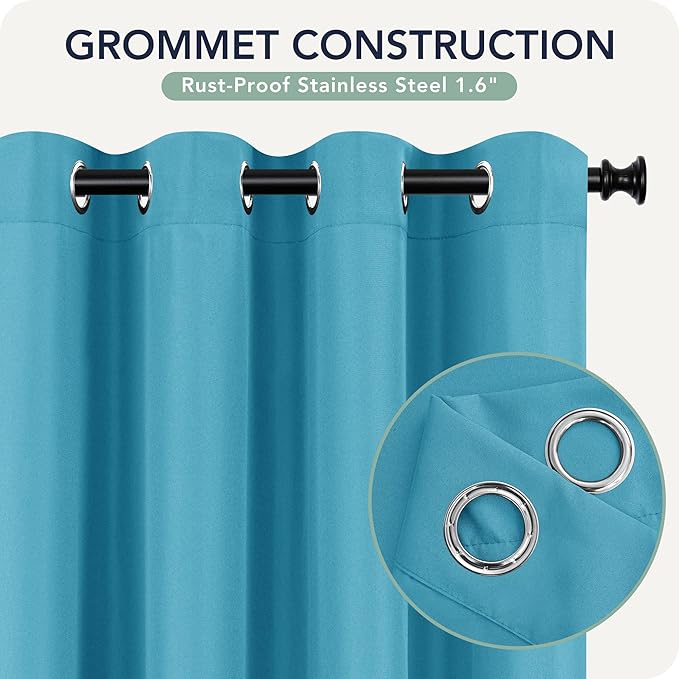 Outdoor Curtains for Patio Waterproof 6 Panels - Windproof, Privacy, Weatherproof Outside Drapes for Gazebo Pergola Porch, Grommet Top and Tab Bottom, 54x108 Inch, Teal RichSets