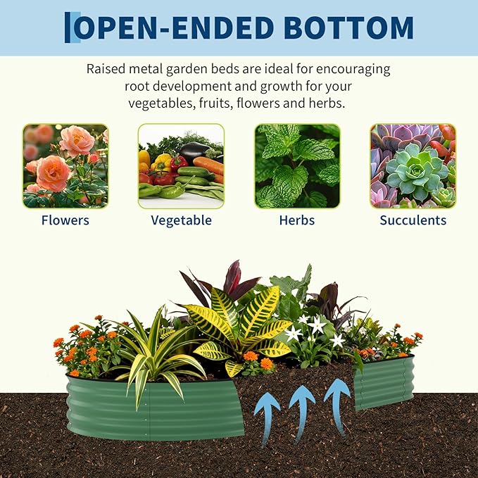 Garvee Galvanized Raised Garden Bed Outdoor, 8x4x1.5 ft Metal Planter Box for Flowers Vegetables, Rust-Resistant Raised Garden Beds for Gardening, Easy Assembly Outdoor Garden Box & Planters, Green Garvee