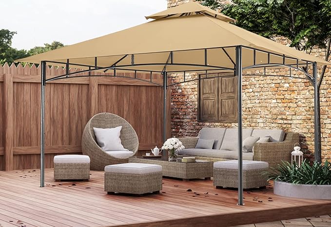 MASTERCANOPY Outdoor Garden Gazebo for Patios with Stable Steel Farme (11x11,Beige) MASTERCANOPY