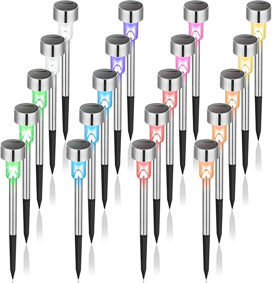 GIGALUMI Solar Lights Outdoor Waterproof, 20 Pack Multicolor, Garden Decor Pathway Lights Solar Powered for Yard Patio, Lawn and Landscape GIGALUMI