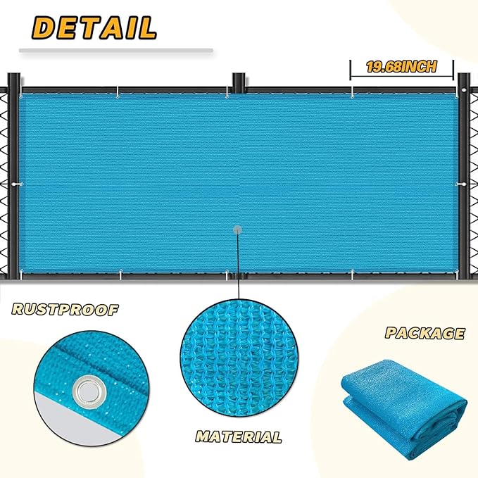 LOVE STORY 3'x10' Turquoise Blue Balcony Screen Privacy Fence Cover -Mesh Privacy Screen UV Protection Weather-Resistant 3 FT Height Shield for Deck, Patio, Backyard, Outdoor Pool, Porch, Railing LOVESTORY