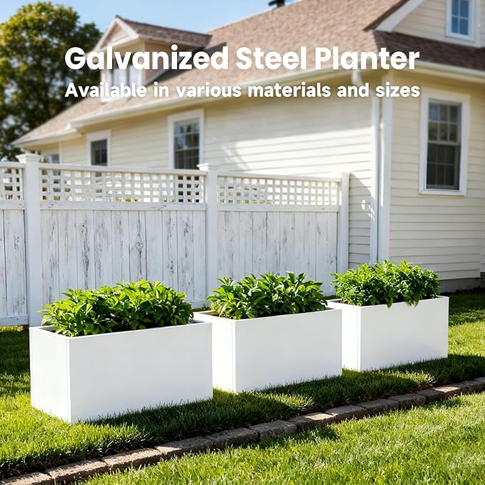 Metal Rectangular Planter 36" L x 12" W x 16" H Galvanized Steel Planter Box Rectangle Outdoor Planters Commercial Residential for Patio, Backyard, Garden GZGNEEVL