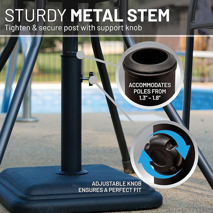 US Weight 26 Pound Umbrella Base - Cast Stone Outdoor Umbrella Stand - for Use with Umbrella Poles 1.3" to 1.8" - Designed to be Used with Patio Table - Black USWeight
