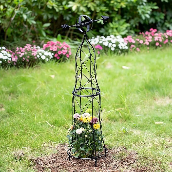 41-Inch Metal Obelisk Trellis – Elegant Garden Support for Climbing Plants, Perfect for Outdoor Rose Bushes and Tall Vines, Durable Metal Design with Arrow Top for Indoor and Outdoor Use Goooxim