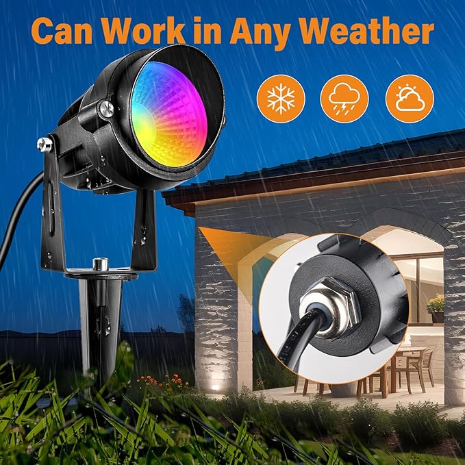 Low Voltage RGBW LED Landscape Lights Spot Lights Outdoor for Yard Garden Decor Spotlight, 12V-24V Low Voltage Landscape Lighting with 16 Color Changing and Remote IP68 Waterproof (8) Agdjasa
