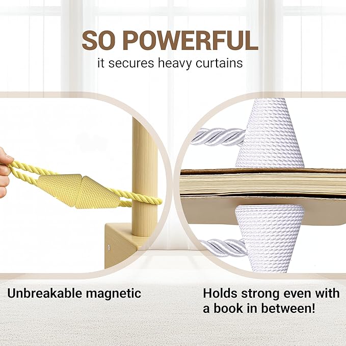 Hion Magnetic Curtain Tiebacks Golden 2pcs, Curtain Tiebacks Buckles Holdbacks Holders Hooks Clip for Home Bedroom Office Decorative Curtain Hion
