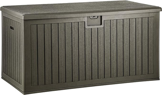 YITAHOME XXL 230 Gallon Large Deck Box,Outdoor Storage for Patio Furniture Cushions,Garden Tools with Flexible Divider,Waterproof,Lockable (Light Brown) YITAHOME
