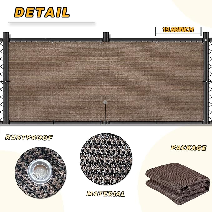 LOVE STORY Balcony Privacy Screen, 3'x12' Deck Shield Screen Fence Cover,UV Protection and Weather-Resistant,3 FT Height for Deck, Patio, Backyard, Outdoor Pool, Porch, Railing, Brown LOVESTORY