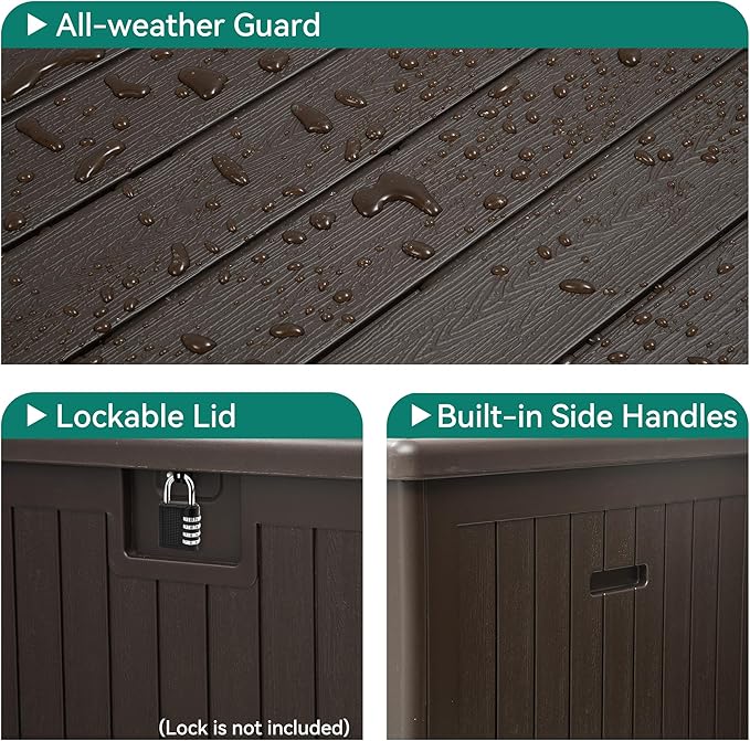 YITAHOME 150 Gallon Large Deck Box with Side Handles, Outdoor Double-Wall Storage for Patio Furniture Cushions, Garden Pool Accessories, Waterproof & Lockable YITAHOME