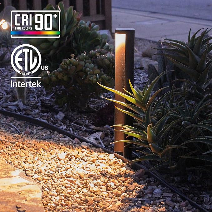 LEONLITE 12-Pack 5CCT Low Voltage Pathway Lights, 5W 12-24V Wired LED Landscape Lighting for Yard Sidewalk, IP65 Waterproof Path Light, Die-Casted Aluminum, 1800K/2700K/3000K/4000K/5000K, ETL LEONLITE