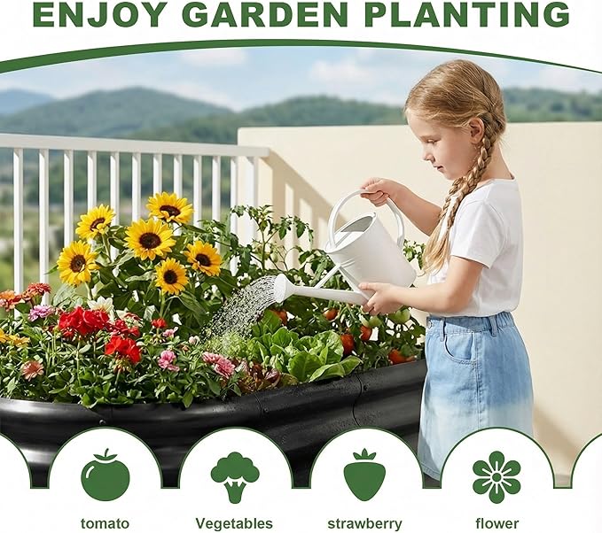 AHEONLAR 3 Pack 4×2×1.5ft Galvanized Raised Garden Beds Outdoor, Sturdy Planter Boxes for Vegetables, Fruits, Flowers and Plants, Easy Assembly, Black AHEONLAR