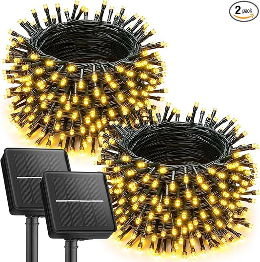 Brightown 2 Pack Solar String Lights Outdoor Waterproof, 92Ft 240 LED Solar Lights Outdoor with 8 Modes, Outdoor Light Solar Powered for Patio Yard Tree Garden Party Decorations, Warm White Brightown