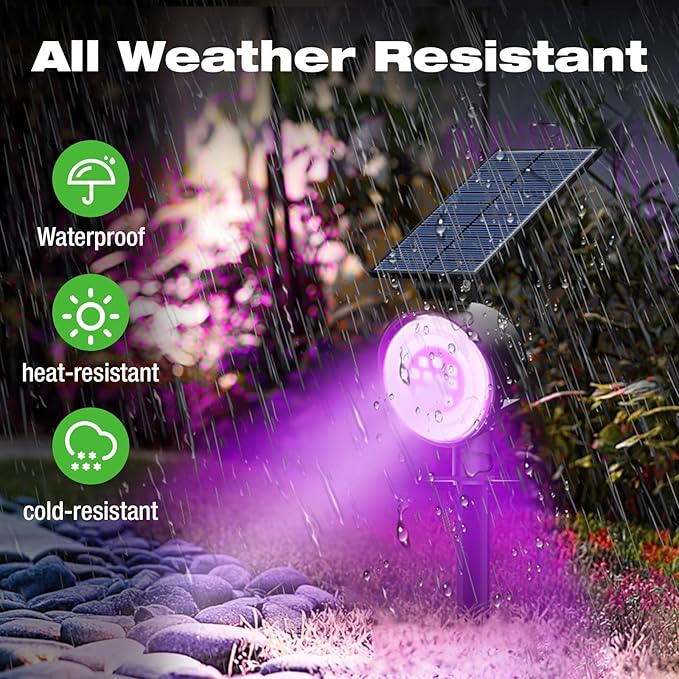nipify 4 Pack Solar Spot Lights Outdoor Waterproof, Solar Spotlight Light for Outside Yard Landscape Lighting Pathway Lights Wall Auto On/Off, RGB Nipify