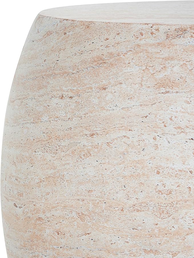 Christopher Knight Home Jayme 20.25" Indoor Outdoor Oval Accent Side Table, Patio Decorative End Table, Lightweight Concrete Garden Stool for Patio Living Room Balcony & Garden Decor, Travertine ChristopherKnightHome