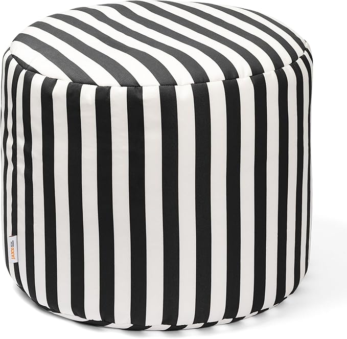 Jaxx Spring Indoor/Outdoor Bean Bag Pouf Ottoman, Black & White Stripes Jaxx
