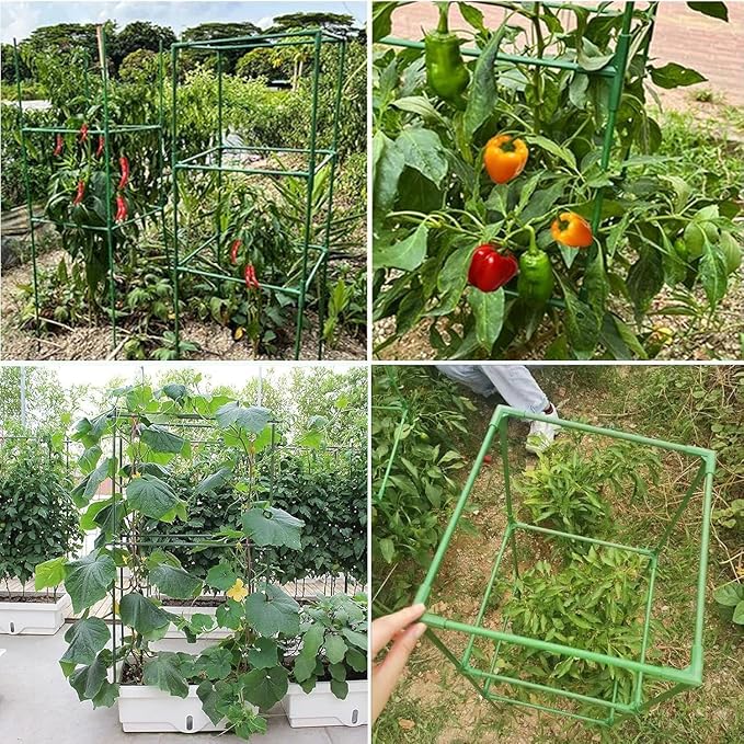 MQUPIN Tomato Cages,4 Packs Square Tomato Cage for Garden Plant Support,41 * 15 * 15in Heavy Duty Steel Plant Tower Stakes Trellis for Climbing Vegetables Flowers Fruits MQUPIN