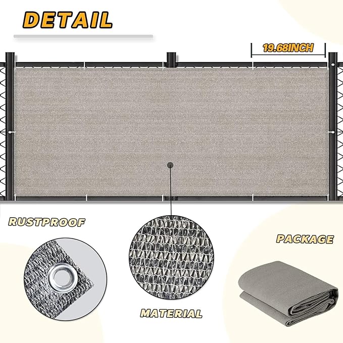 LOVE STORY Balcony Privacy Screen, 3.3'x19.7' Deck Shield Screen Fence Cover,UV Protection and Weather-Resistant,3FT Height for Deck, Patio, Backyard, Outdoor Pool, Porch, Railing, Beige-Grey LOVESTORY