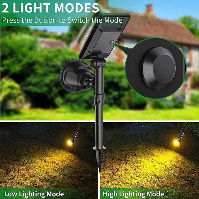 JSOT 600 Lumen Bright Solar Lights Outdoor Waterproof,Solar Powered Landscape Spotlights Solar Walkway Lighting for Backyard Garden Pathway Driveway Path Wall Patio Decor Warm White 4 Pack JSOT